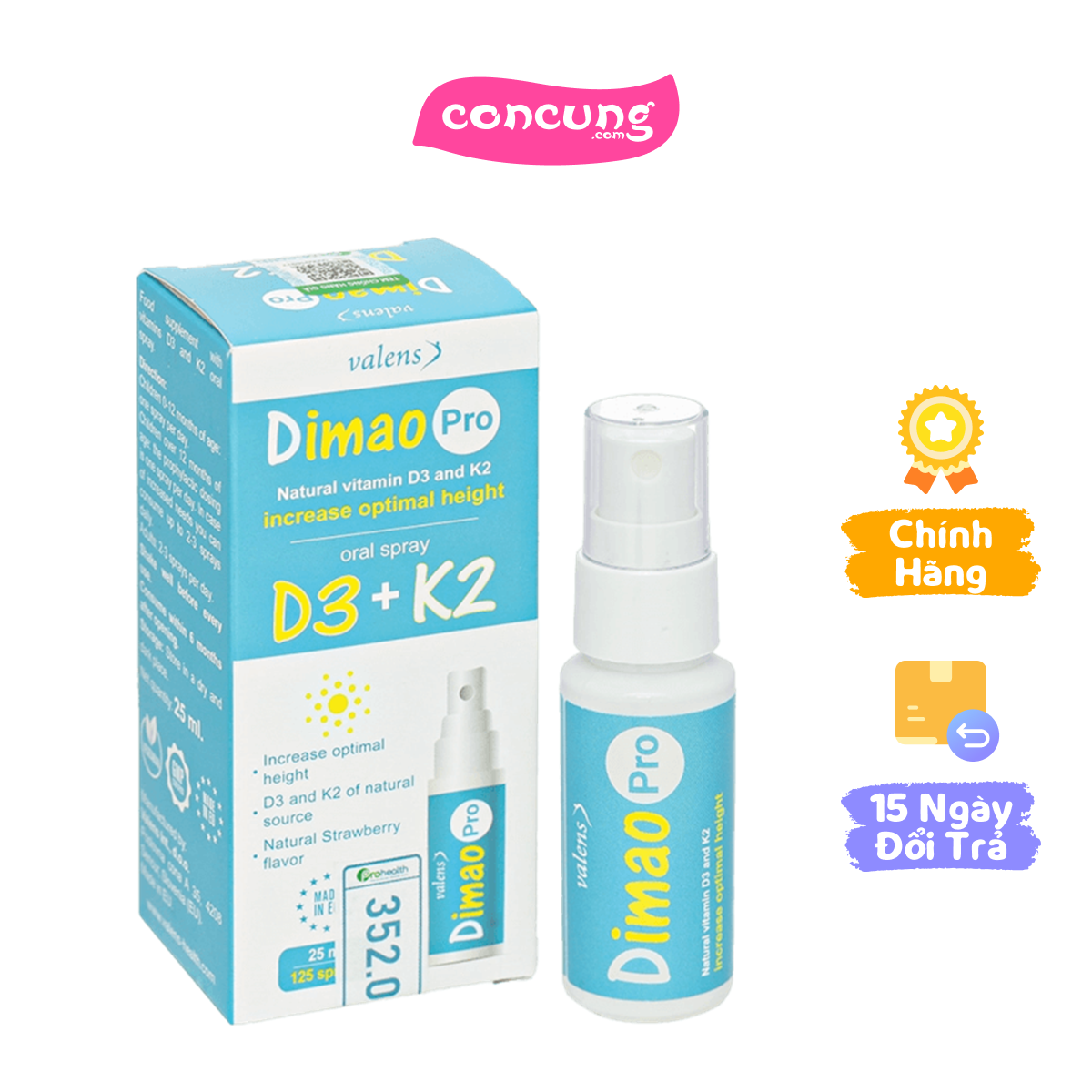 Thực phẩm bảo vệ sức khỏe Dimao Pro Oral Spray D3 + K2