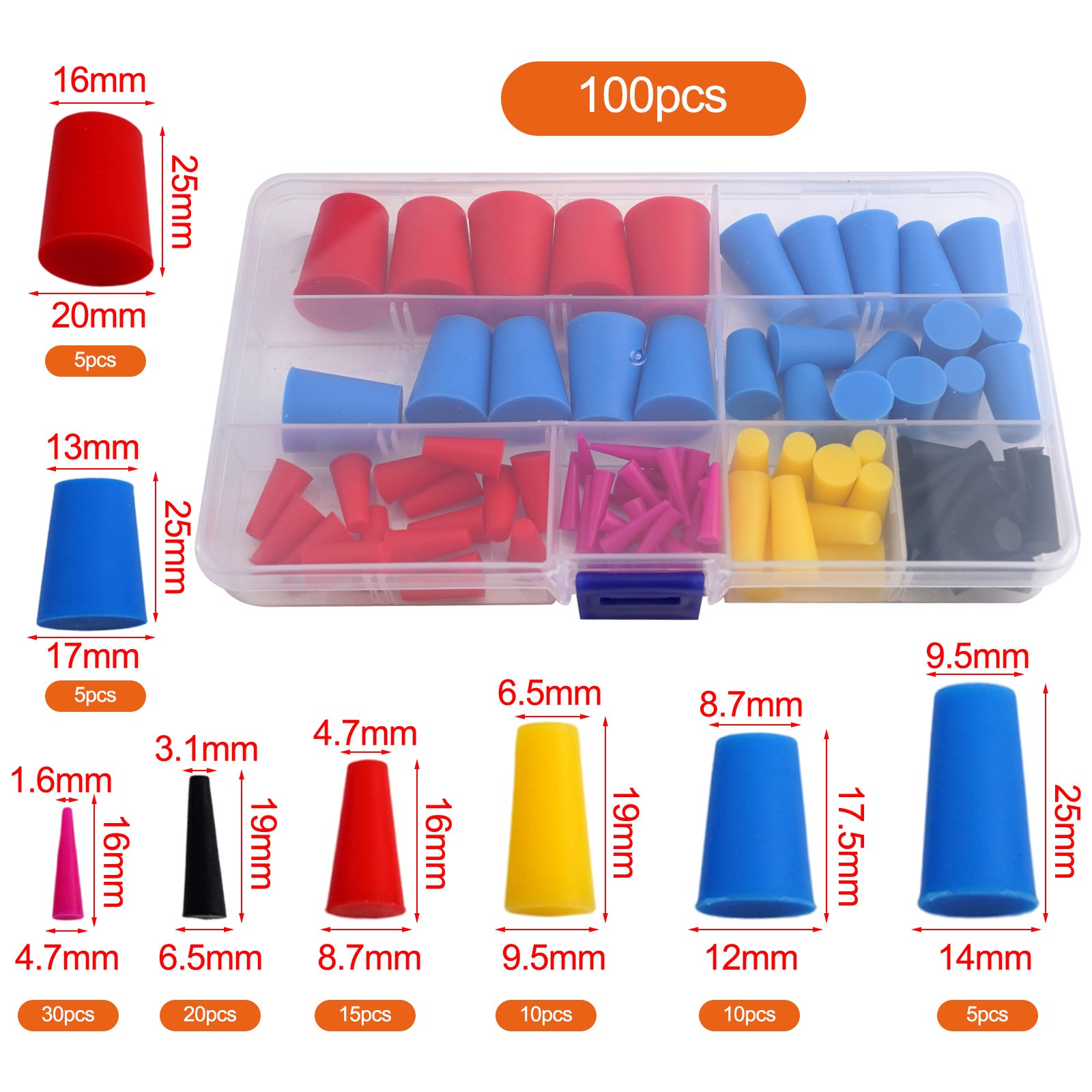 【Thời trang tự động】 100 pcs giảm dần cao su silicon Kit cho hiệu quả cắm và mặt nạ