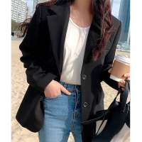 ELF TRIBE Áo khoác blazer cho nữ phong cách Hàn Quốc áo khoác dài vừa rộng áo vest nhỏ đơn giản
