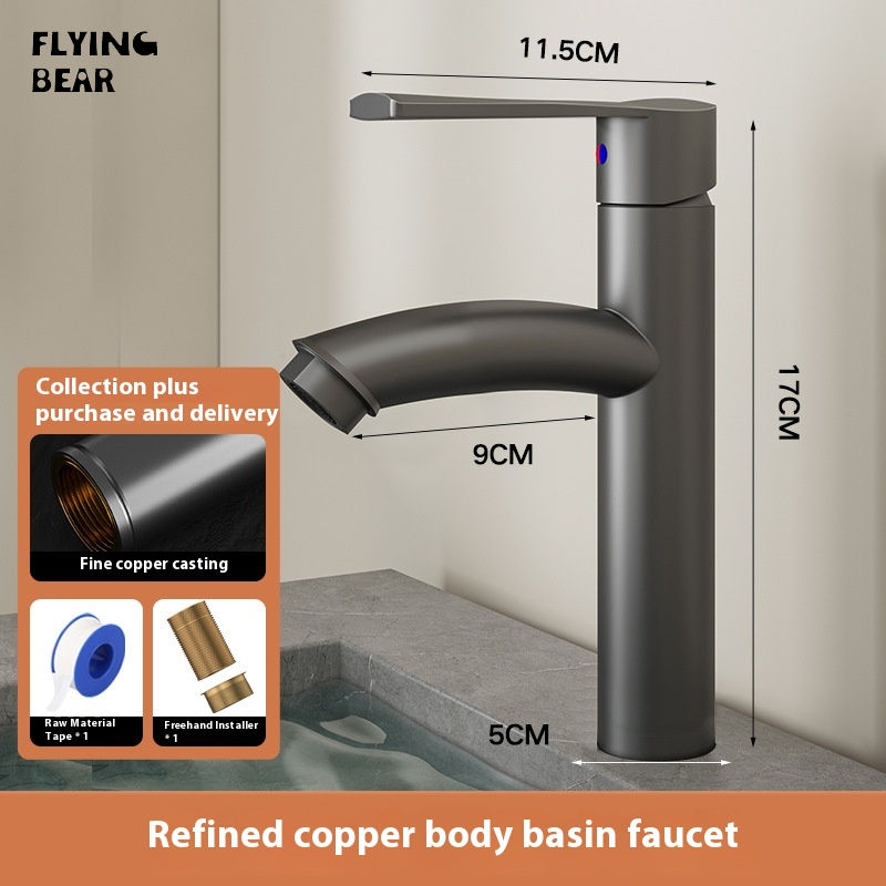 Bay gấu hiện đại đơn giản phòng tắm bằng đồng vòi chậu cho nước lạnh và nóng