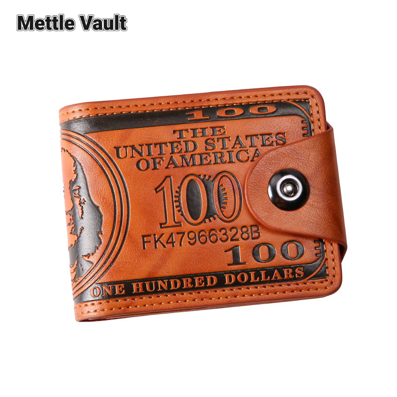 Mettle Vault Ví nam ngắn Châu Âu và mỹ hợp thời trang thương hiệu Cá nhân hoá Ví nam hai khóa gập đa khe cắm thẻ