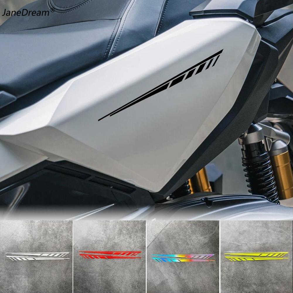 JaneDream 2Pcs Stripe Motorcycle Body Decal Waistline Side Skirt Graphics for E-bike Fit Removable Sticker