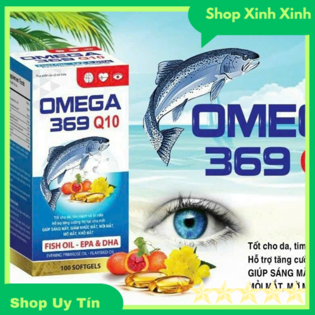 (Free Ship) Hộp 100V Dầu Cá Omega 369 Q10 Sáng Mắt , Lưu Thông Máu, Bổ não , cải Thiện thị Lực