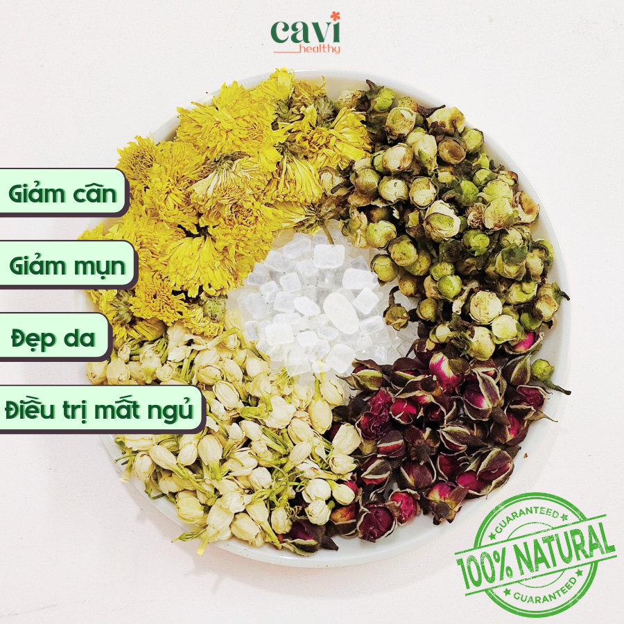 Trà thảo mộc thanh nhiệt, giải độc, mát gan, giảm mụn, tăng cường đề kháng, trà mix tứ hoa