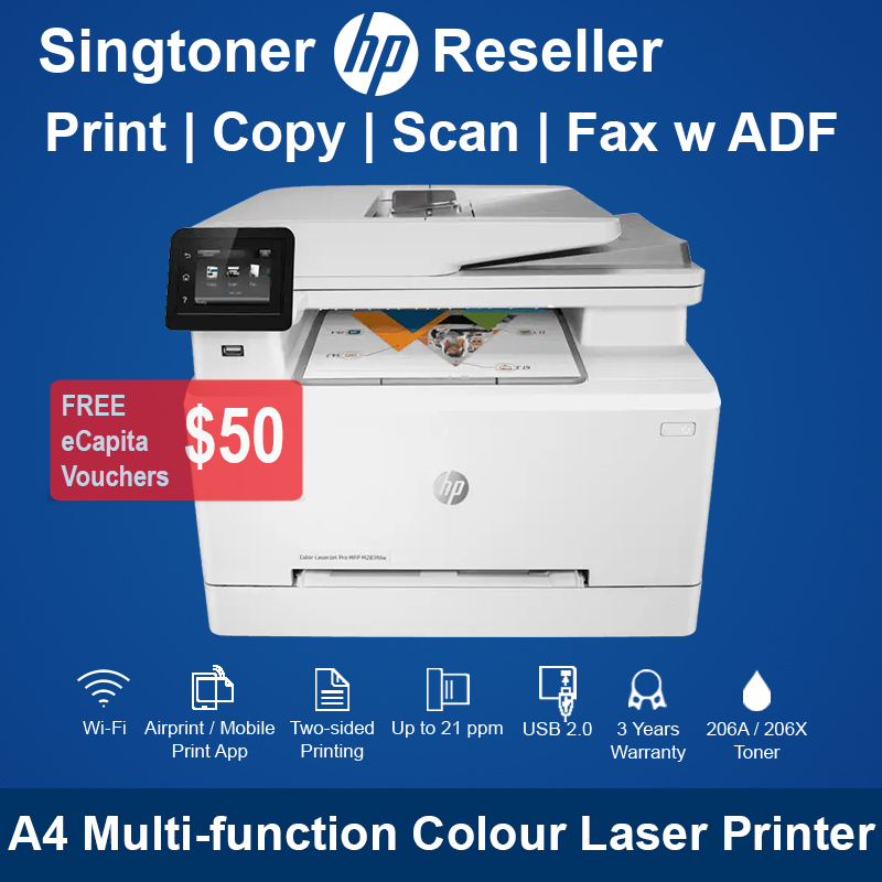 [Original] HP Color LaserJet Pro M283fdw Wireless All-in-One Laser Printer, Remote Mobile Print, Scan & Copy, Duplex Printing, Works with Alexa M283 M 283 Singapore