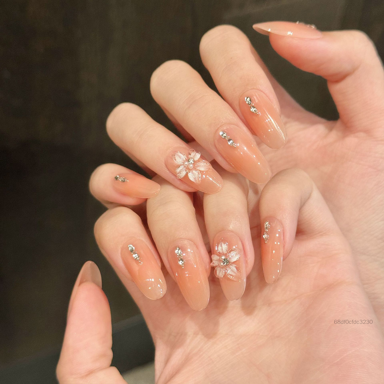 Amart 10pcs Nude Fake Nails với Rhinestone Trang trí lâu dài Vật liệu an toàn không thấm móng giả cho người yêu làm móng tay và người làm đẹp blogger Amart-VN