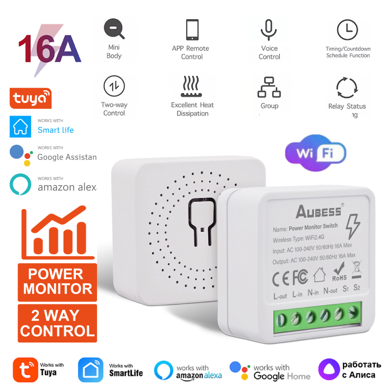 Tuya mô-đun Công Tắc Wifi mini công tắc điều khiển đo sáng 2 chiều bảo vệ quá tải công suất 16A mô-đun công tắc điều chỉnh độ sáng ứng dụng tuya tự làm hoạ