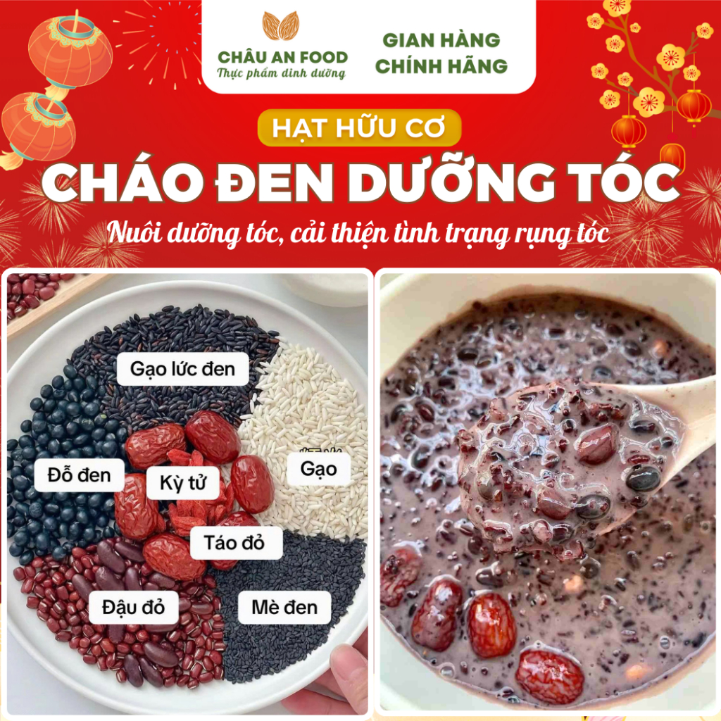 Cháo Đen Thất Vị Dưỡng Tóc, Cháo Ngũ Cốc Tam Hắc Cổ Truyền Nuôi Dưỡng Tóc Từ Bên Trong, Cải Thiện Tình Trạng Rụng Tóc