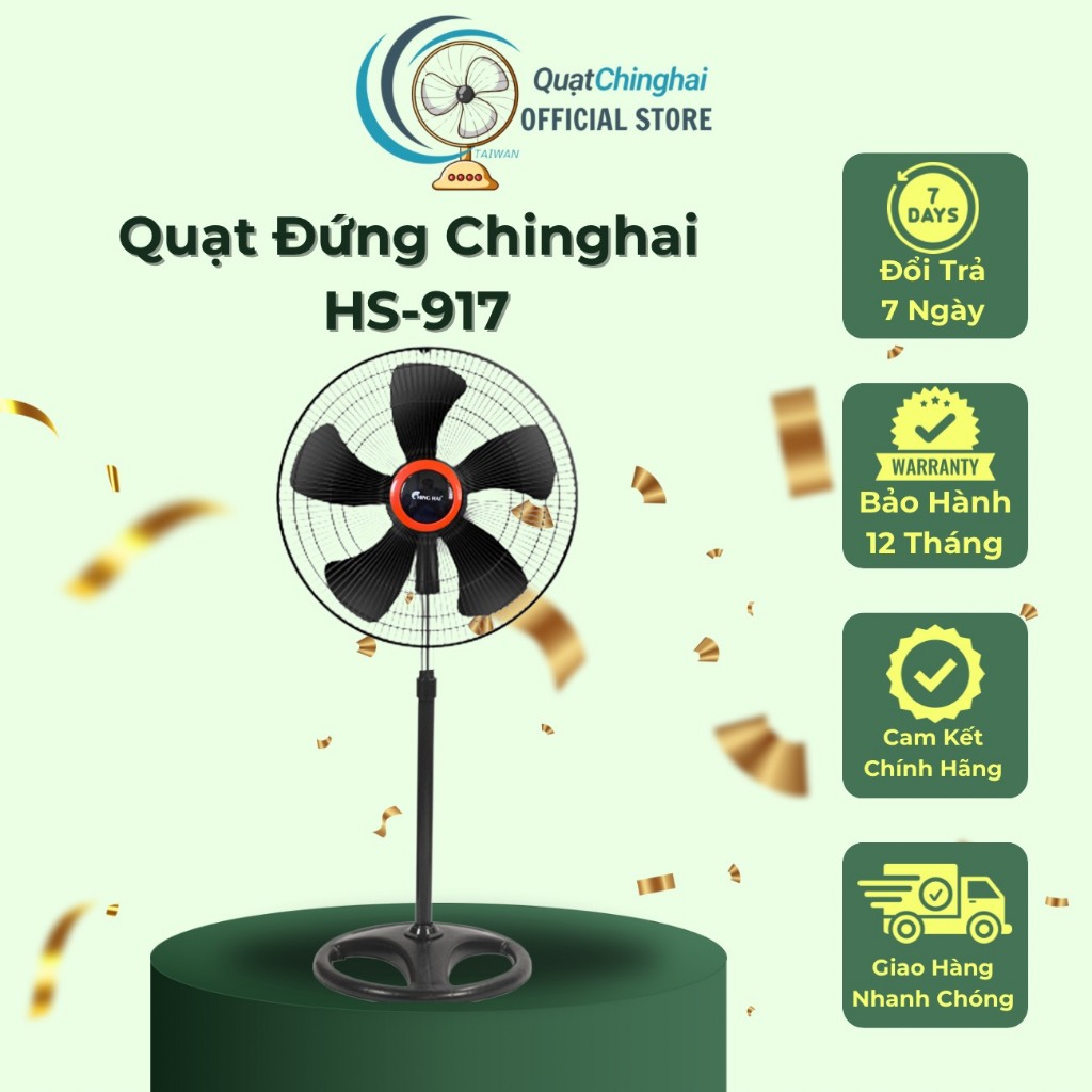 Quạt đứng Ching Hai HS917, Công suất 75W, Sải Cánh 45cm, Bảo Hành 12 Tháng Chính Hãng