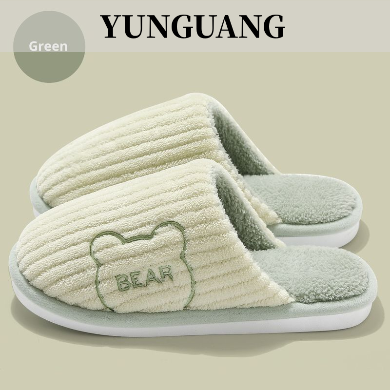 YUNGUANG Dép Bông Mẫu Mới Giày Bông Chống Trượt Gia Dụng Giữ Ấm Đế Dày Cho Nam Mùa Đông Cho Nữ