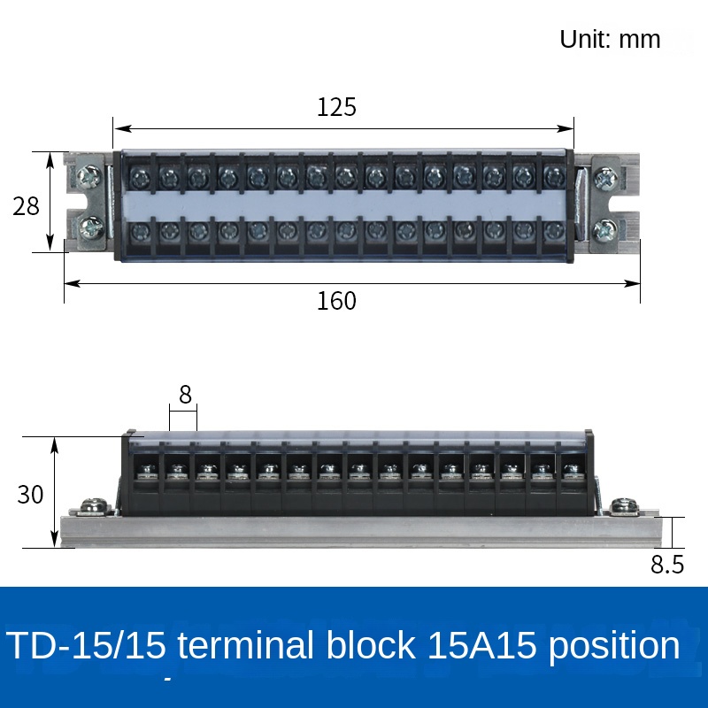 Đầu Nối Dây Điện TD 15/15 Chint | tùy chọn TD-1510 - Cài Ray, 15A/20A, domino terminal Cho Hệ Thống Điện