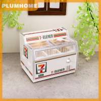 PLUMHOME บ้านตุ๊กตา1 12ตู้แช่แข็งแนวนอนโมเดลตุ๊กตาตู้เย็นอุปกรณ์ประกอบฉากถ่ายรูปขนาดเล็กซูเปอร์มาร์เก็ต