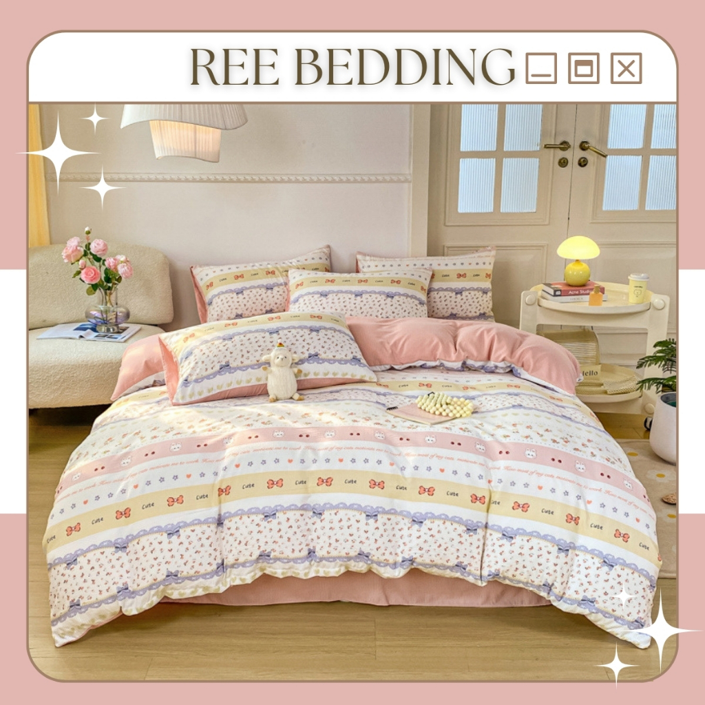 Bộ chăn ga gối Cotton đũi thô sợi tre CTD258 Ree Bedding mềm mát nhiều hoạ tiết đủ size giường nệm