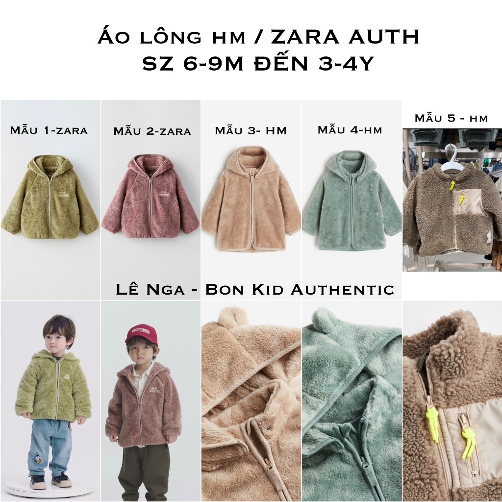 Áo khoác lông HM ZARA săn sale JAPAN CHINA chính hãng sz từ 6-9m đến 5-6y