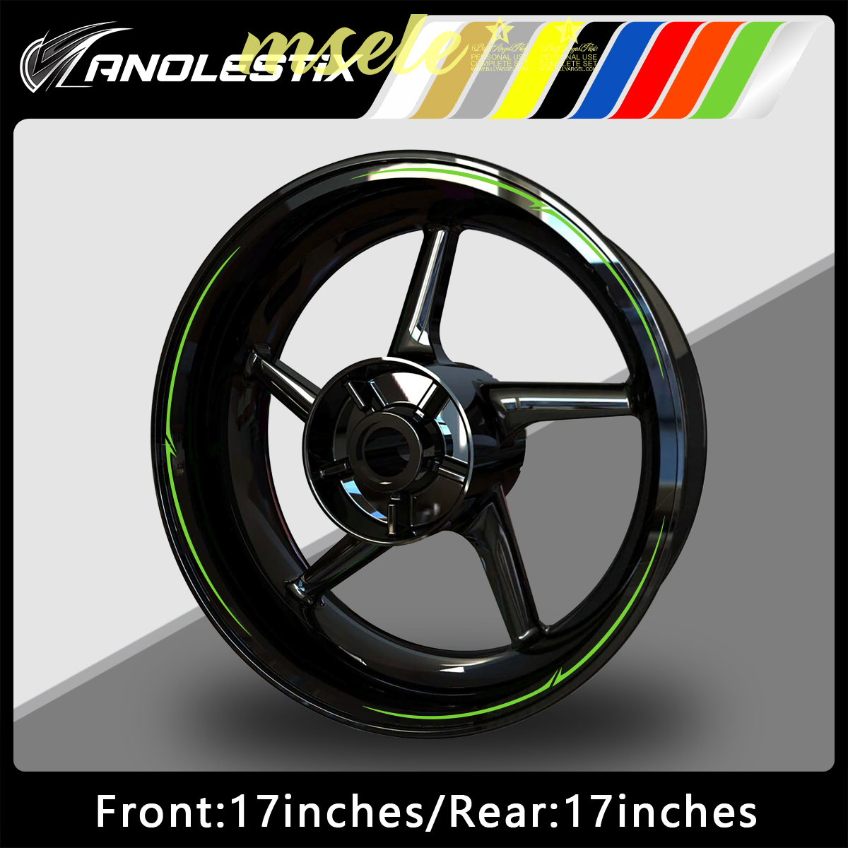 [msele] AnoleStix Reflective Motorcycle Wheel Stickers Hub Decal Rim Stripe 17/17 Inchs For YAMAHA Honda Kawasaki Suzuki BMW KTM Triumph