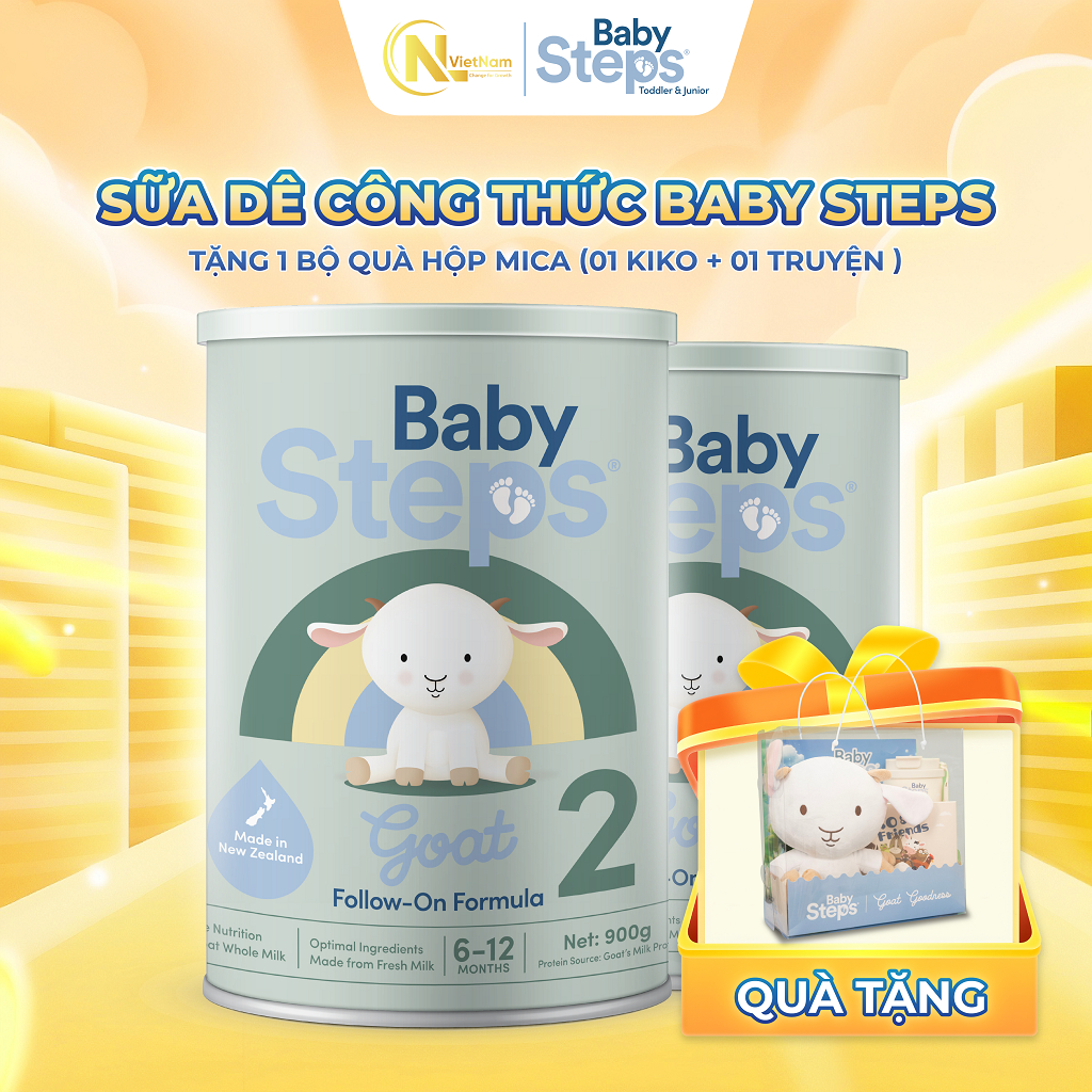 ( Kèm quà) Combo 2 lon Baby Steps số 2 900g