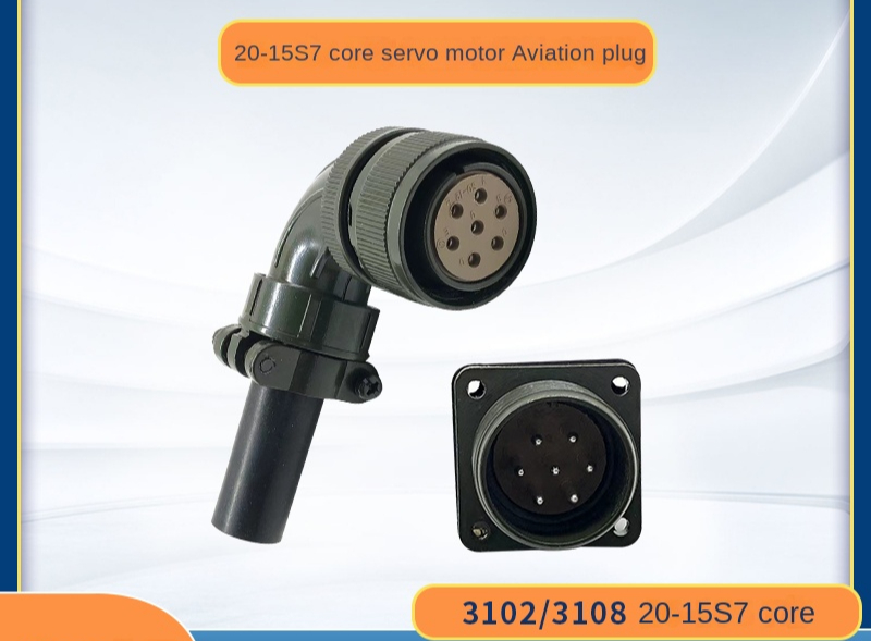 MS3102/3106/3108 20-15S - Đầu Nối 7 Chân Cho Servo Motor Yaskawa, Mitsubishi, Tiêu Chuẩn Quân Đội Mỹ, Kiểu Amphenol - Đầu vuông + Đế vuông