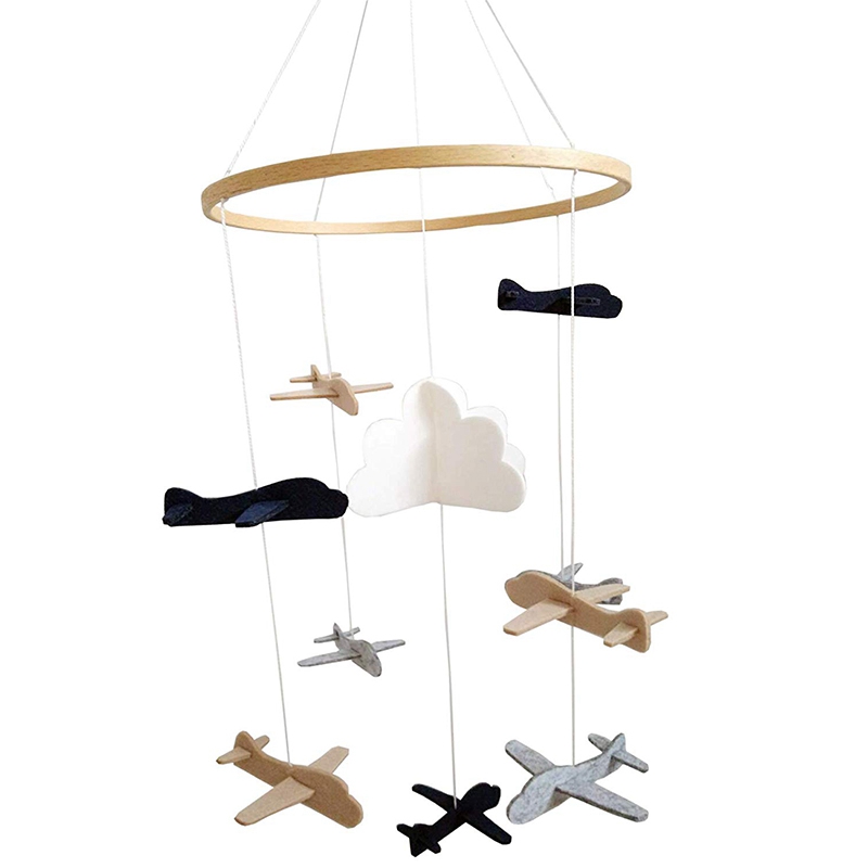 Crib Mobile Airplanes & Cloud Nursery Decoration Grey and White, Navy Blue