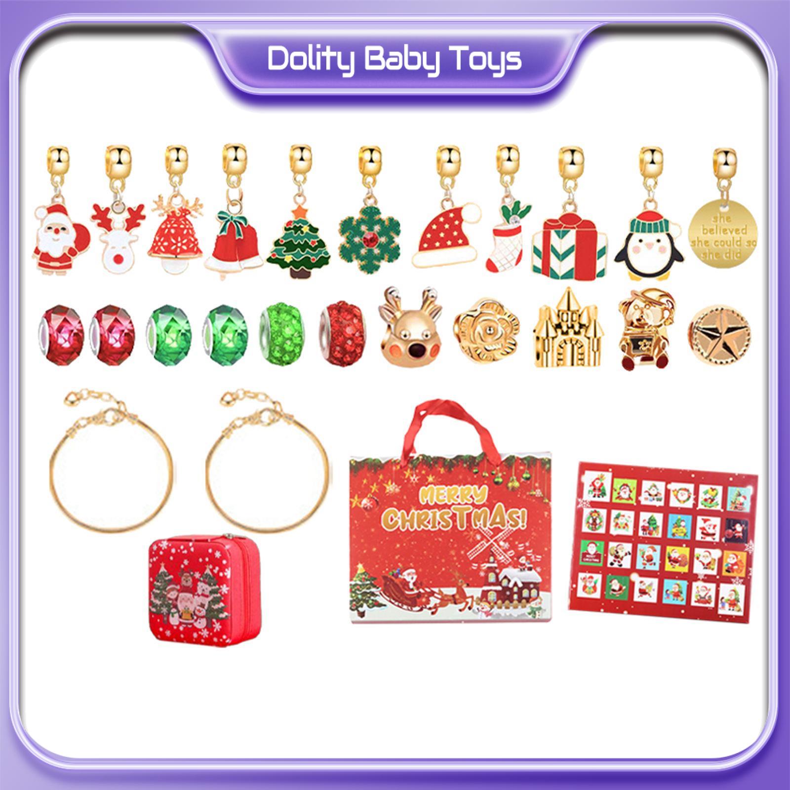 Dolity 24 Lưới Lịch Giáng Sinh Hộp Vòng tay tự làm vòng tay hạt charm Bộ hộp Cho Trẻ Em