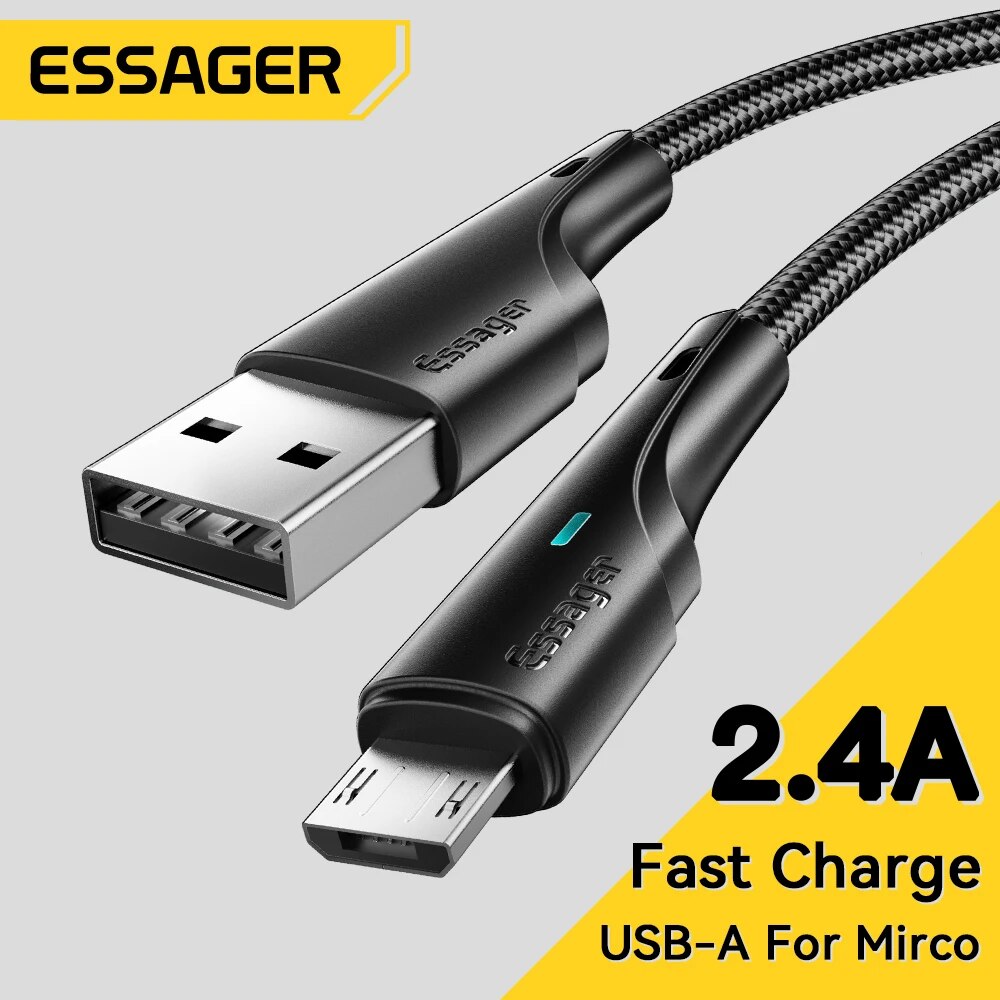 Essager Cáp Micro USB dữ liệu Sạc nhanh dây cáp cho XIAOMI Realme Redmi Note Samsung dây sạc điện thoại di động Micro dây USB
