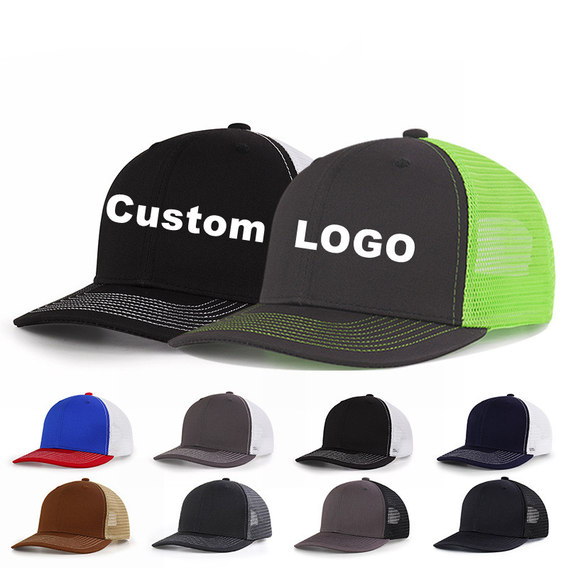 【Free shipping】 Print Embroidery Custom Logo Baseball Cap Unisex Adjustable Trucker Hats Men and Women Summer Sunshade Snapback Hat