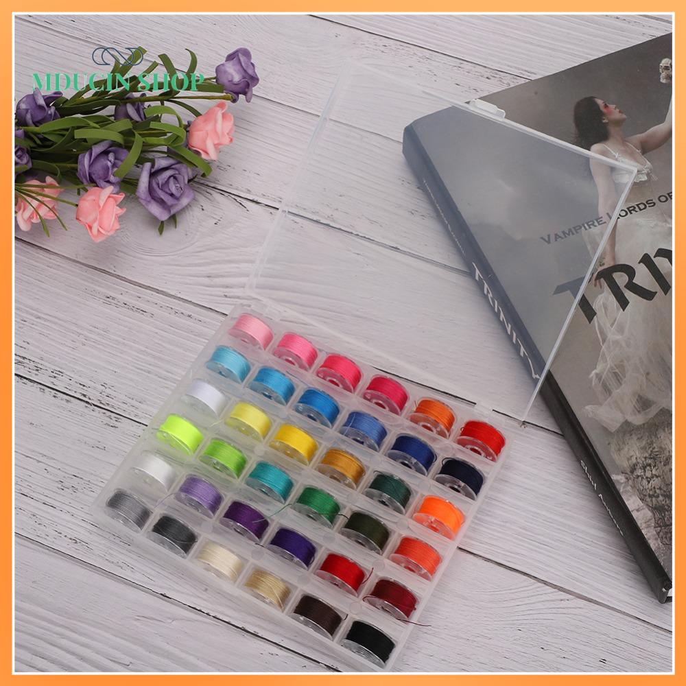 MDUCIN SHOP Đầy màu sắc Chỉ may Nhựa 36 ô Cuộn chỉ sẵn Phụ kiện may vá Kích thước tiêu chuẩn Bộ chỉ cuộn Thêu
