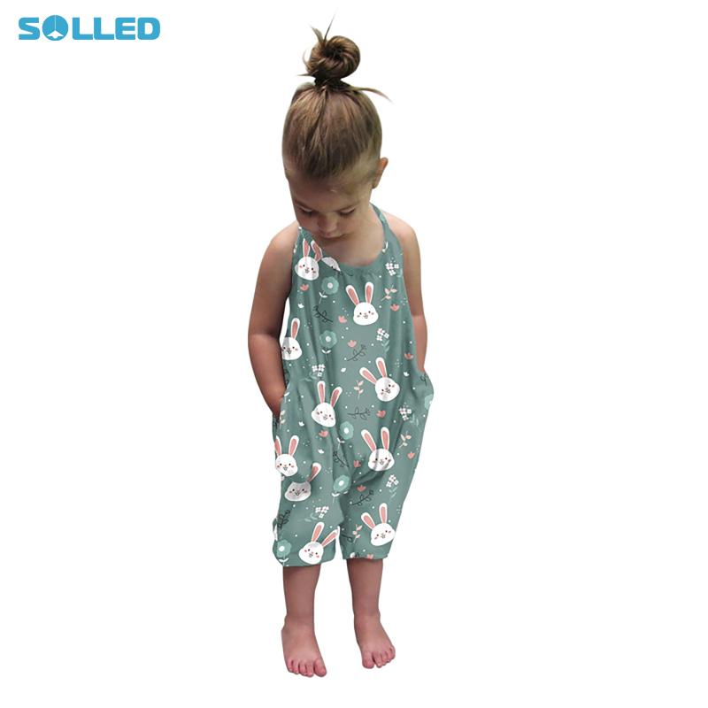Summer Cotton Romper For Baby Girls Cute Halter Sleeveless Cartoon Animal Printing Jumpsuit For Newborn Infant ราคา 204 บาท*ส่งฟรี