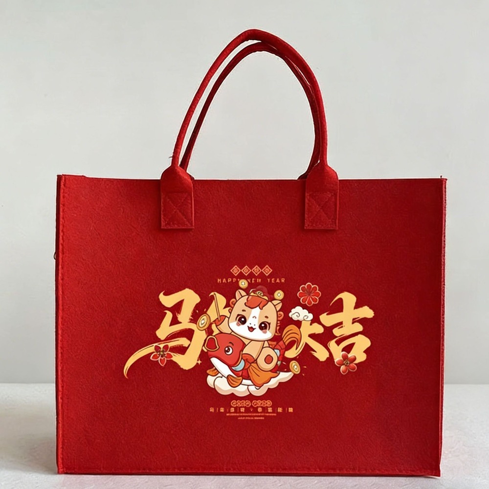 HUAN Cảm thấy Túi xách Đỏ In hình hoạt hình Túi đeo vai Dễ thương Thân thiện với môi trường Túi xách quà tặng - 8