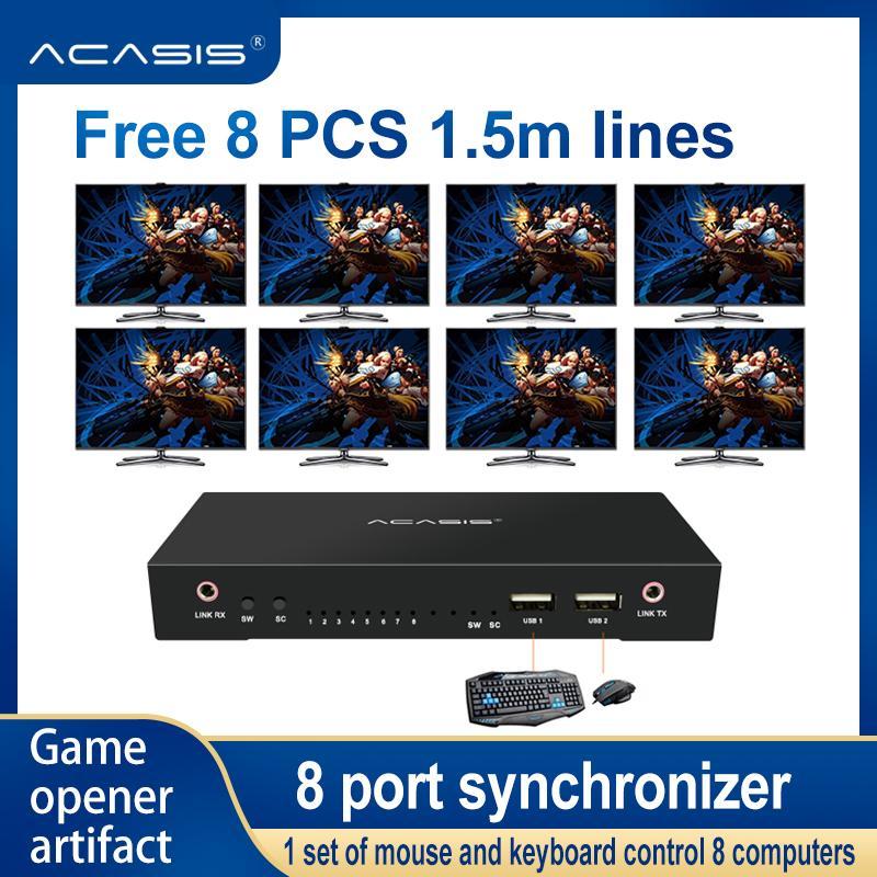 Acasis 8-port synchronizer DNF game dungeon and warrior multi-open USB mouse and keyboard synchronization controller 1 control 8 eight port brick opener KVM switch