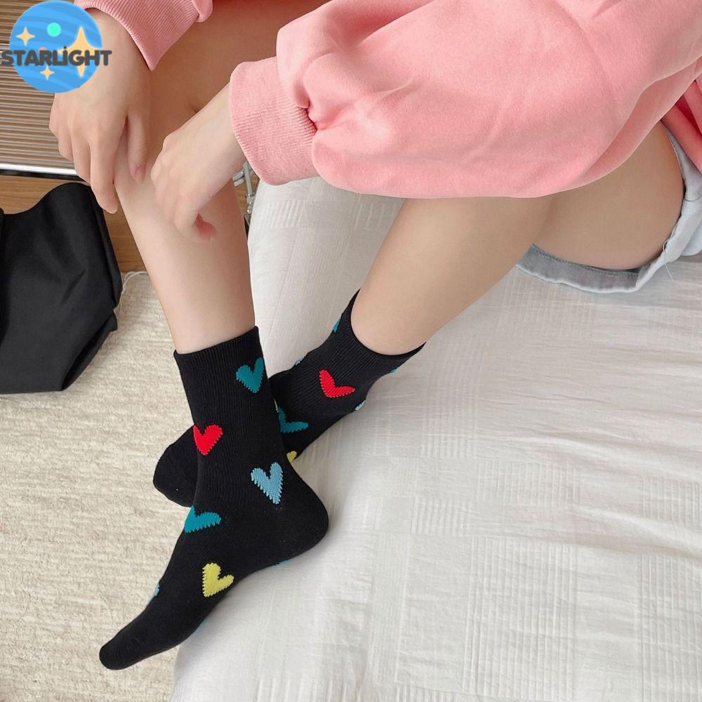 OQEWPI Phong cách Hàn Quốc Vớ Nhiều Màu Harajuku Đan Vớ ống giữa Mới lạ Bông Vớ màu Chắp vá Nữ