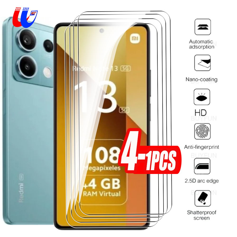 For Redmi Note 13 5G Glass 1-4Pcs Tempered Glass For Xiaomi Redmi Note 13 Pro 5G Note13 13Pro Note13Pro 5G 4G 2024 Screen Protector