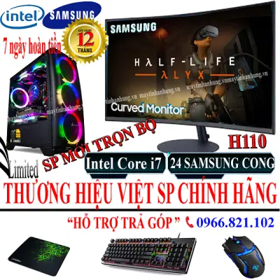 Bộ máy tính để bàn chơi game MAXSETTING i7 6700 màn 24 inch CONG SAMSUNG máy MỚI sản phẩm trọn bộ chuyên game cf,  lol, fifa, pubg, gata 5, Genshin Impact ...game giả lập bh 12 tháng