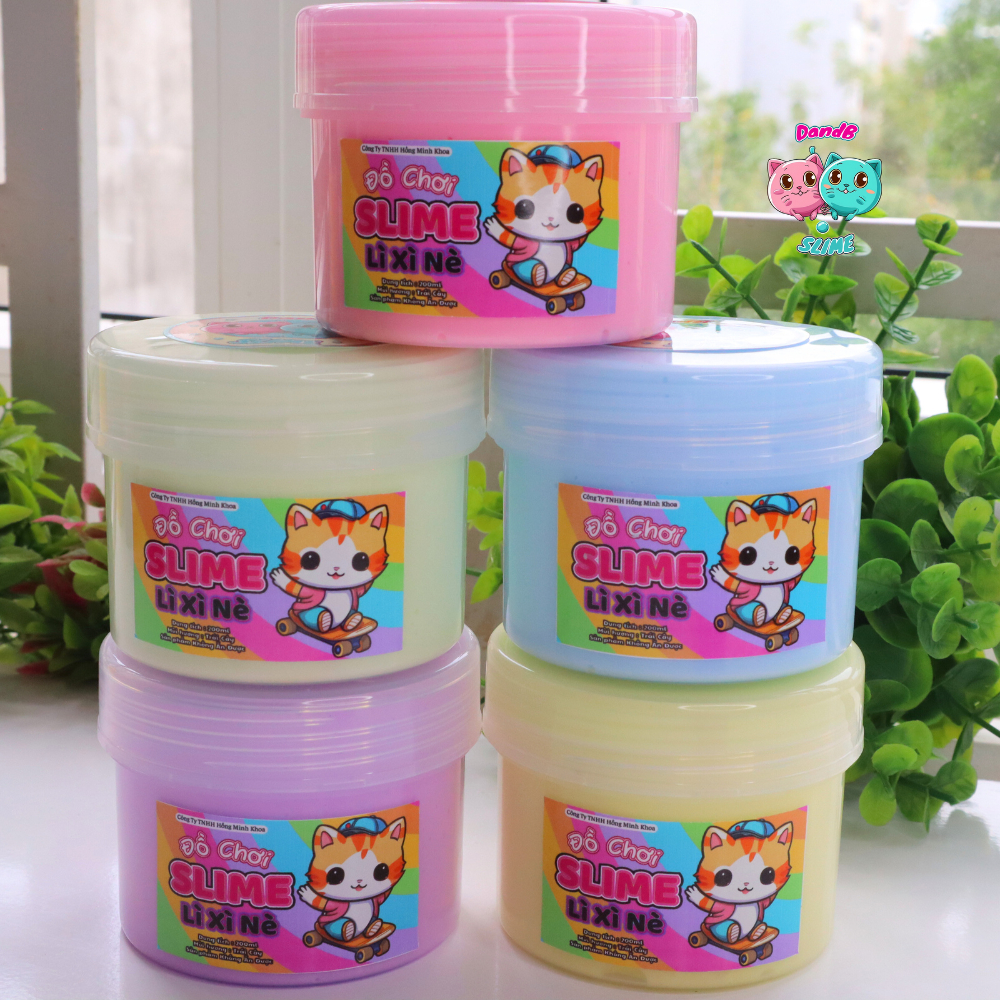  Slime Bơ Lì Xì Nè Hộp 200ml Hũ Nhựa Mỹ Hàng Cao Cấp - 5 Màu Pastel Có Kèm Chai Activator 