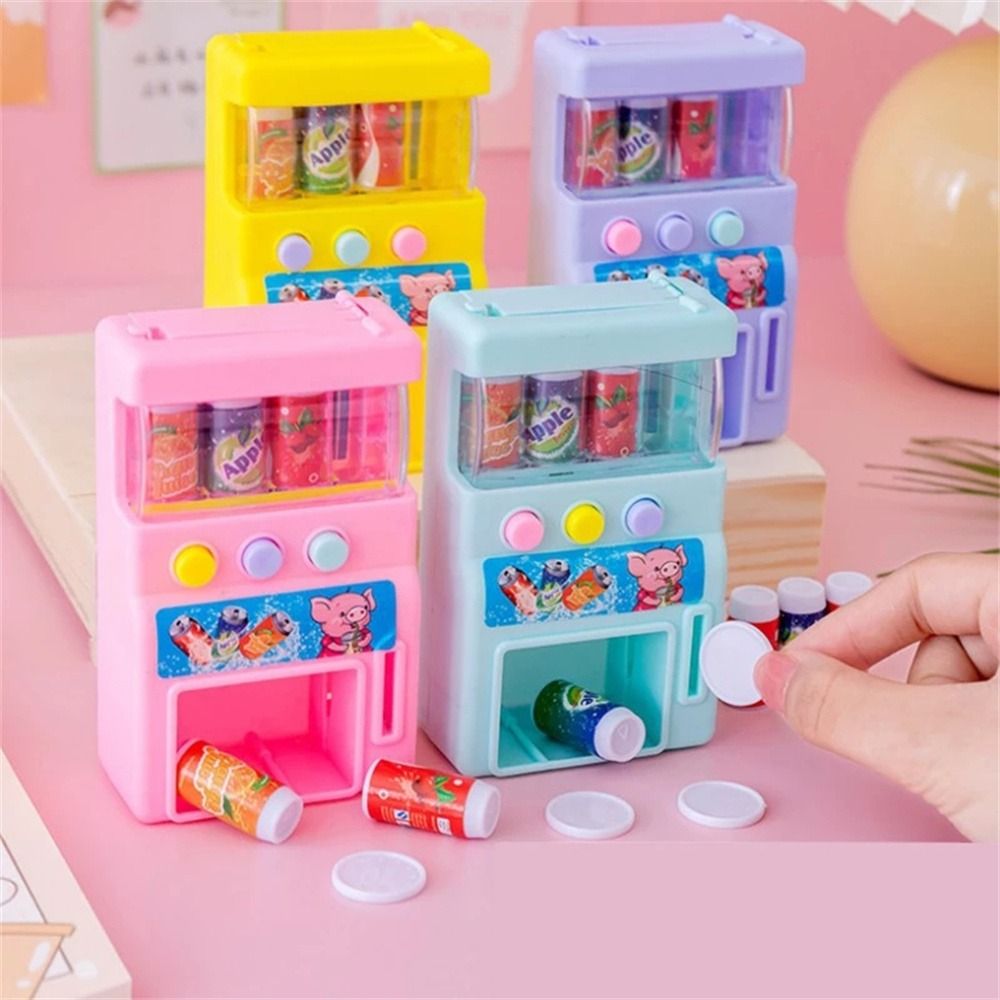 Plorab Tự Làm Thủ Công Dollhouse accessorie chơi giả vờ Đồ chơi mô hình trang trí cho nhà búp bê chơi giả vờ Đồ chơi mô phỏng máy bán hàng tự động tự phục vụ máy bán hàng tự động chơi đồ chơi với Mini tiền xu đồ uống