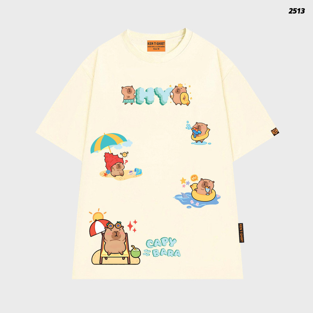 Áo thun Capybara  Icon Capybara Summer 2513 tay lỡ cotton 75 form rộng phong cách nam nữ S-5XL