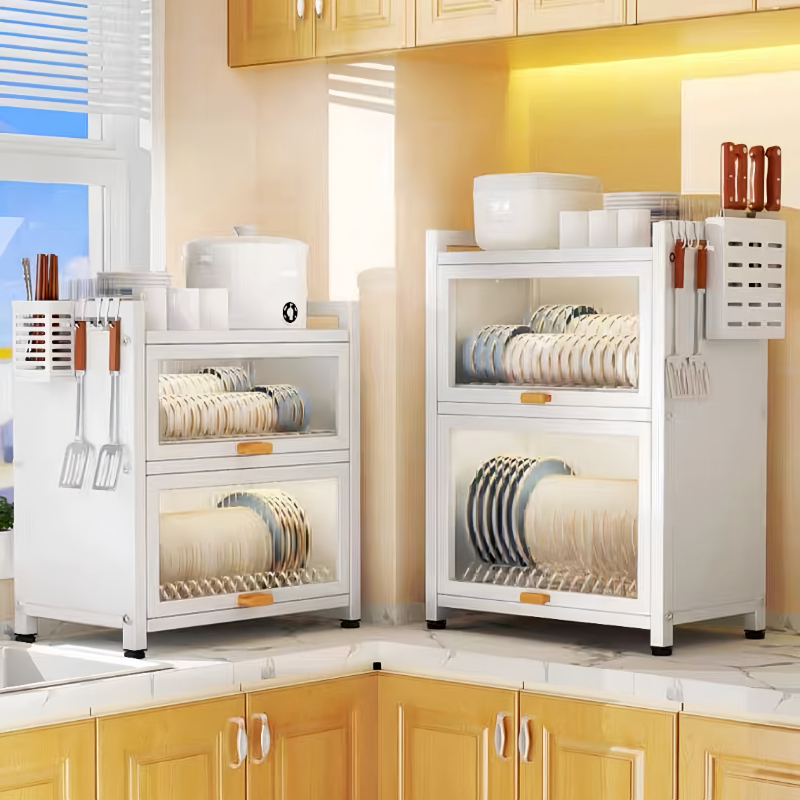 Dish Rack Dish Cabinet Kitchen Countertop With Flip Cover Dish Storage Cabinet Dustproof Organizer Presyo  2,494 Piso*Libreng Shipping