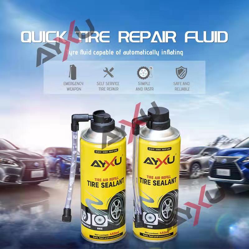 cairan tubles tubeless - Anti Ranjau Paku khusus ban motor tubeless AYXU TIRE SEALER AND INFLATOR 450ML FOR MOTORCYCLE BIKE CAR repair fluid Harga 25,000 rupiah*Gratis Ongkir