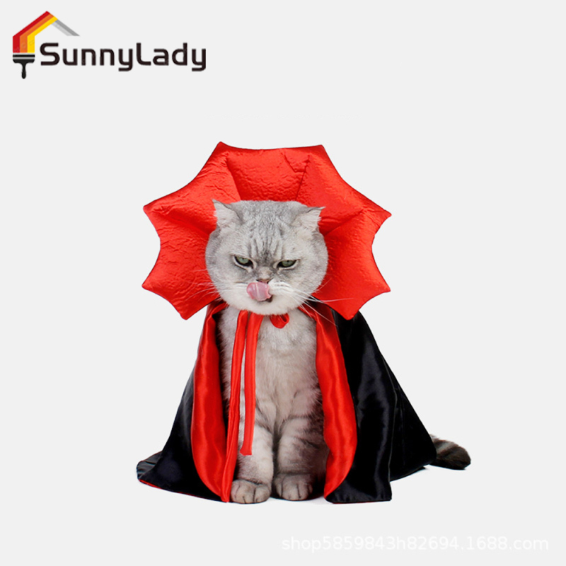 Sunnylady hàng mới áo choàng Ma Cà Rồng áo choàng trang phục halloween trang phục 29-35cm chu vi cổ váy cho thú cưng lên đạo cụ tiệc Phụ kiện cho Chó mèo