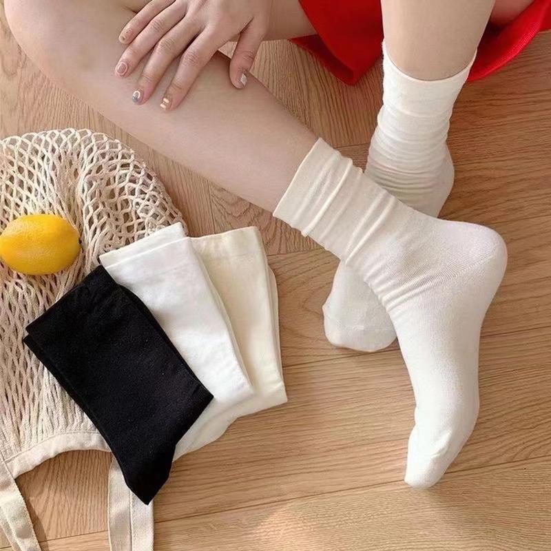 Set 10 đôi tất vớ cổ cao Nữ trơn pastel chất mềm mịn cao cấp 3 màu