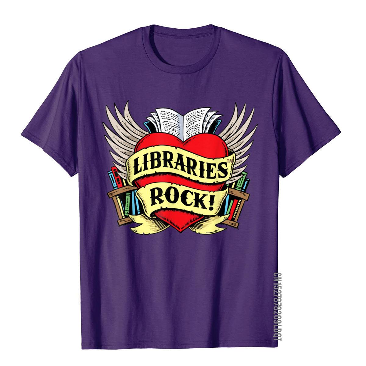 Libraries Rock Funny Librarian Gift T-Shirt__B8780purple