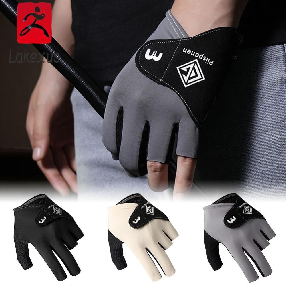 Lakexus 1PC Fingerless Billiard Gloves For Left Hand Elastic Breathable Non-Slip Thin Snooker Gloves Self-Adhesive Cloth Fixed