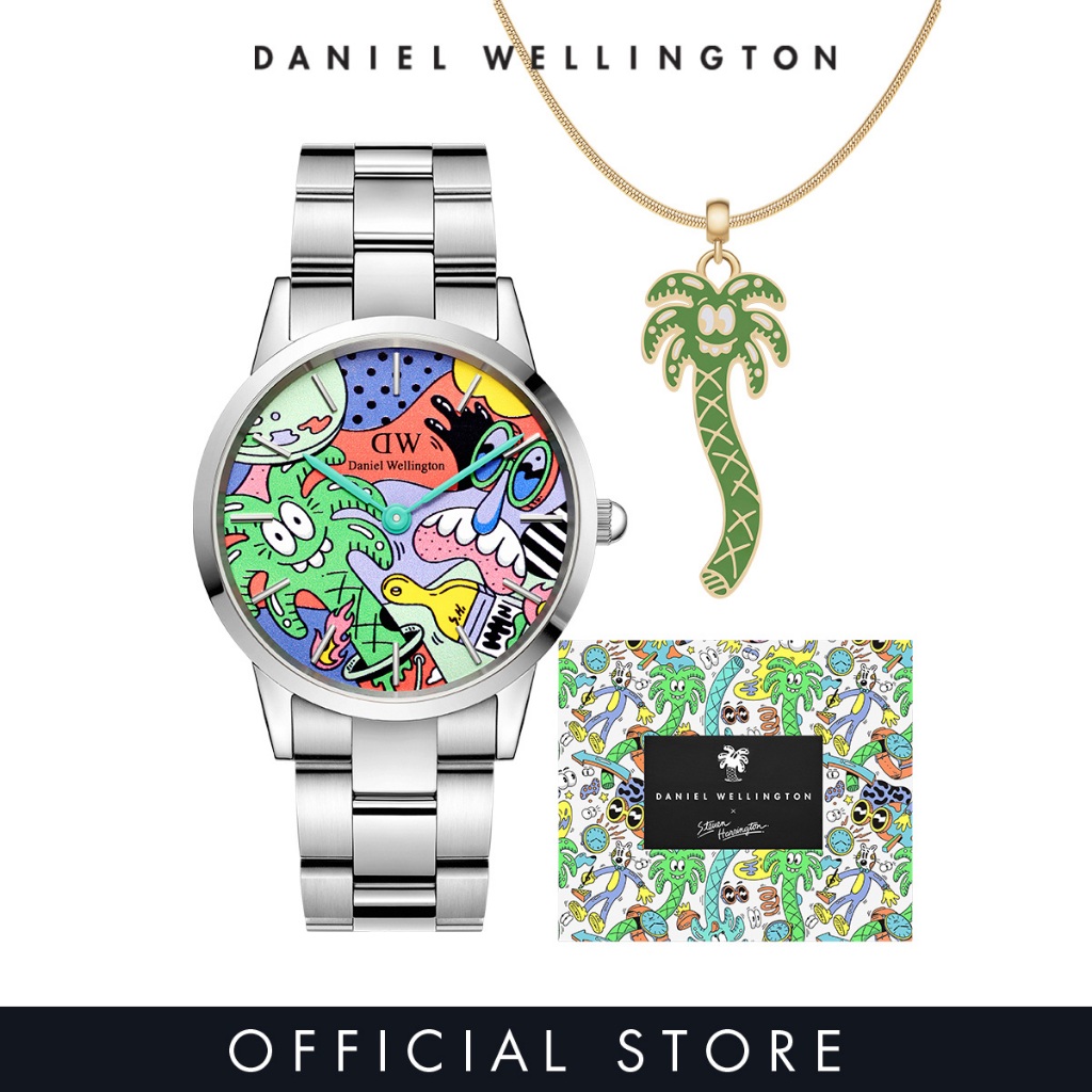 Steven Harrington x DW Set - Iconic Link Multicolor 40mm Silver + Charm Palm Tree + Charm Snake Necklace - Gold - Limited Edition Collab - Fashion Watch for Men - Stainless Steel Strap Watch - Male Watch - DW Official - Authentic นาฬิกา ผู้ชาย ราคา 12,889 บาท*ส่งฟรี