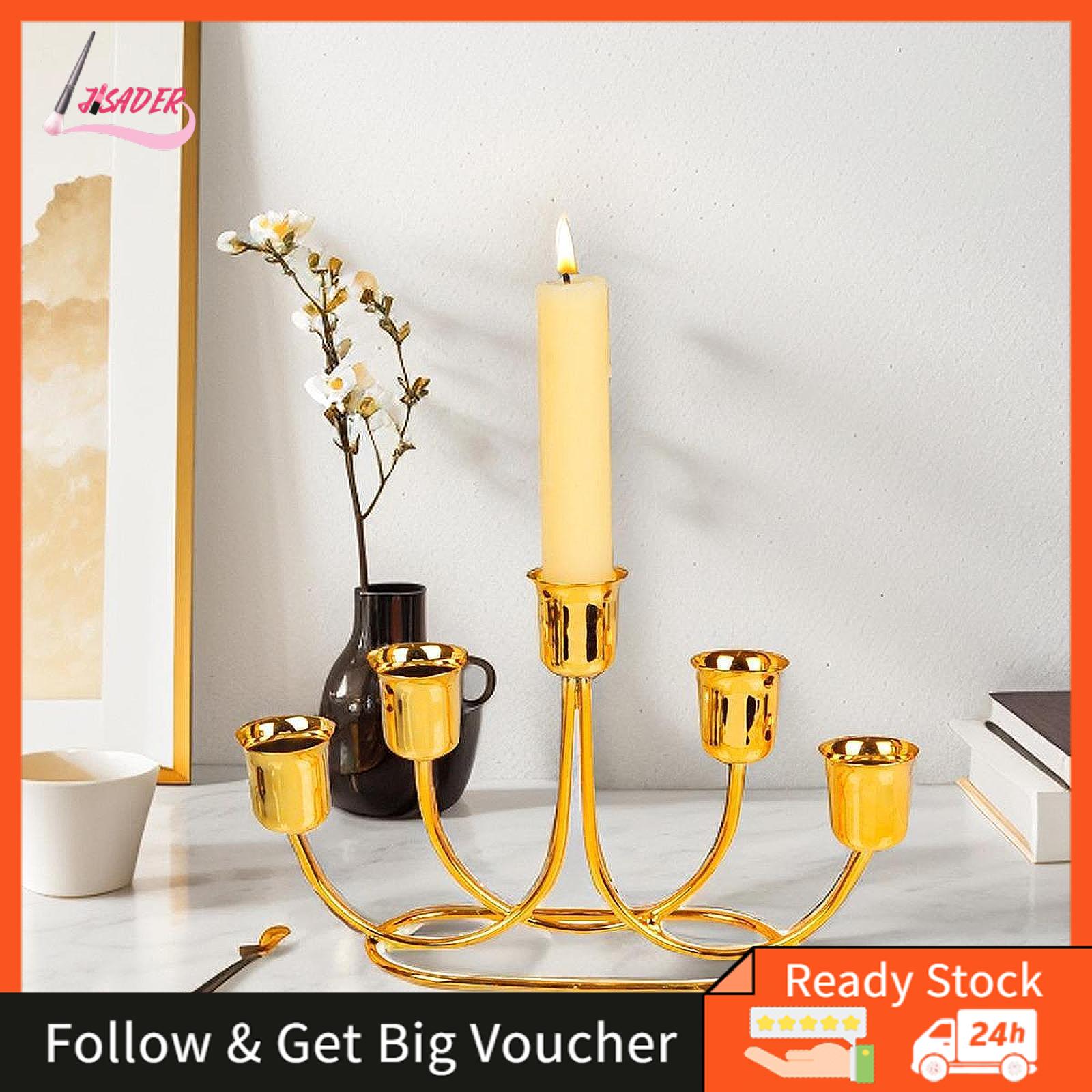 JISADER Tapered Candles Holder Iron Centerpiece Dinning Table Pillar Candles Holder
