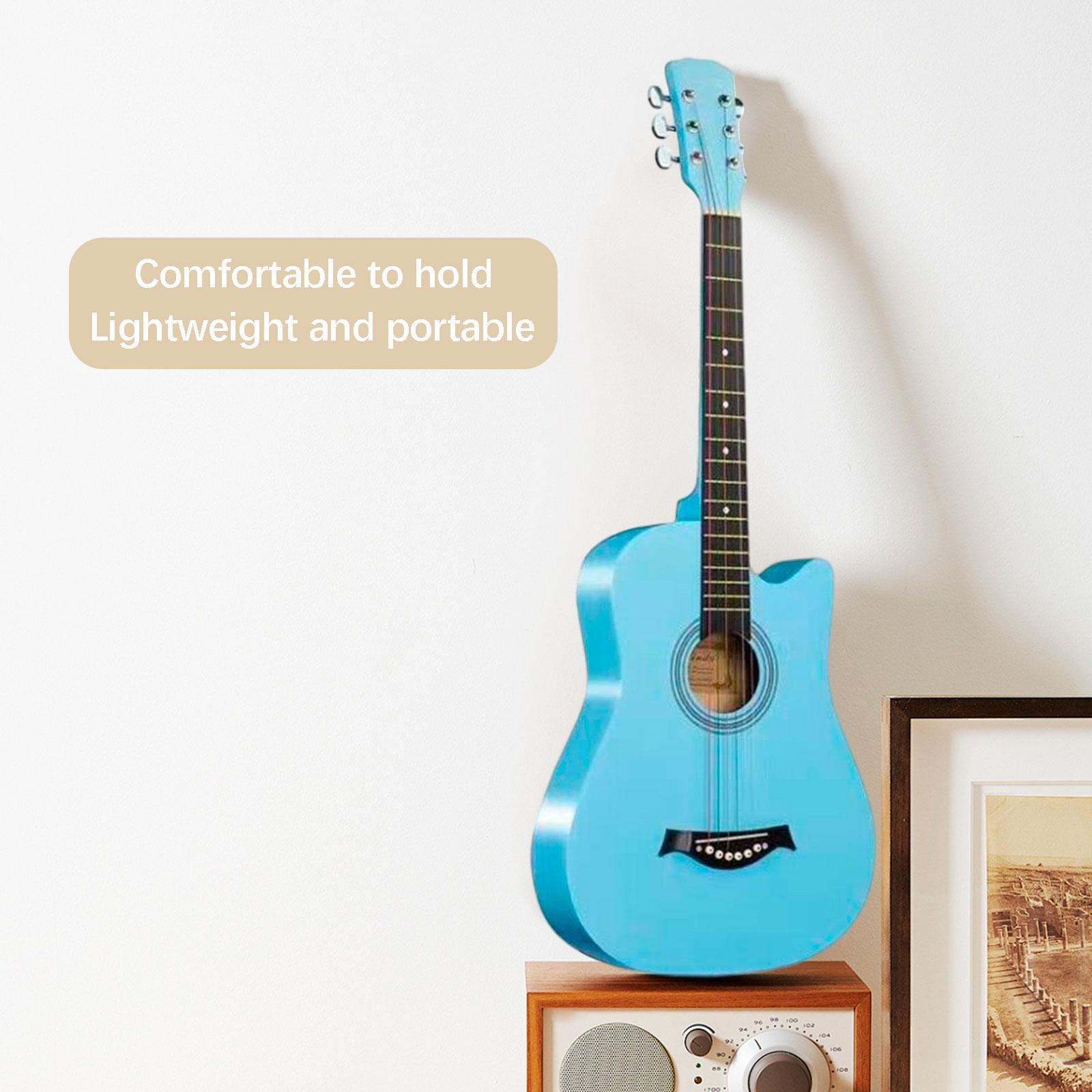 BNMUSIC 38'' Acoustic Wood Guitar Easy to Hold Educational Toy 6 String Folk Guitar Warmer Clear Sound for All Ages Party Concert Travel - 4