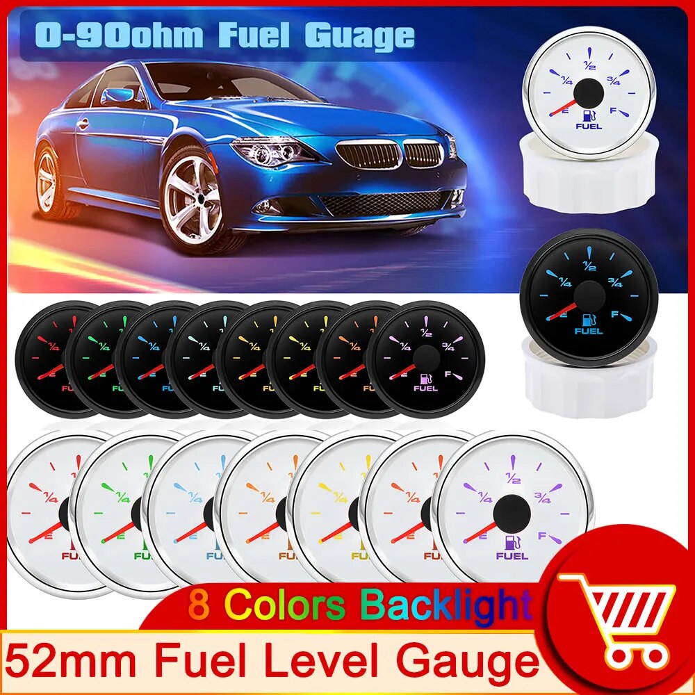 【Discount】 0-90ohm 52mm Fuel Level Gauge 8 Color Backlight For Level Float Sensor 0-90 Ohm Car Boat Marine Yacht 12v