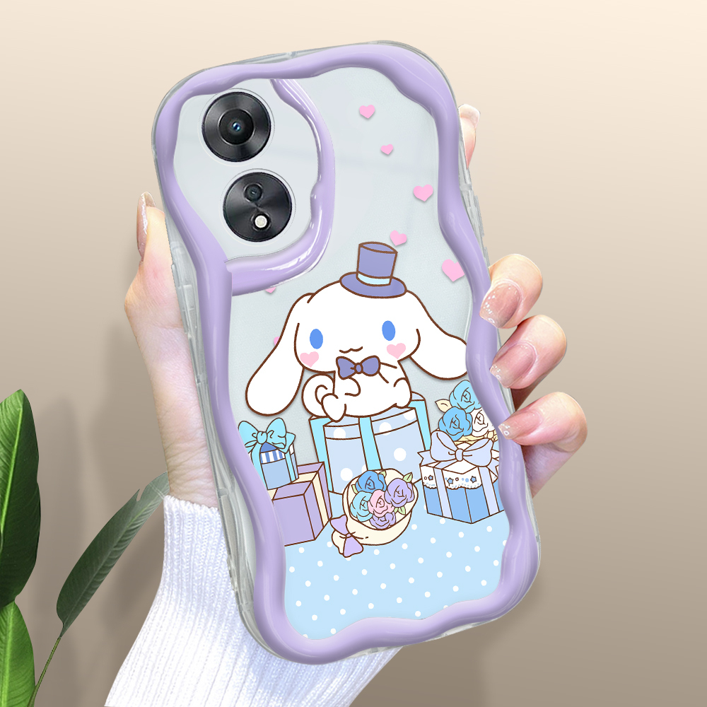 hpcase Casing For OPPO A57 2022 A58 5G A5S A7 A74 A76 A77S A78 5G Cute Jade Cassia Dog Phone Case With Creamy Texture And Wavy Edge Soft Silicone Protective Cover
