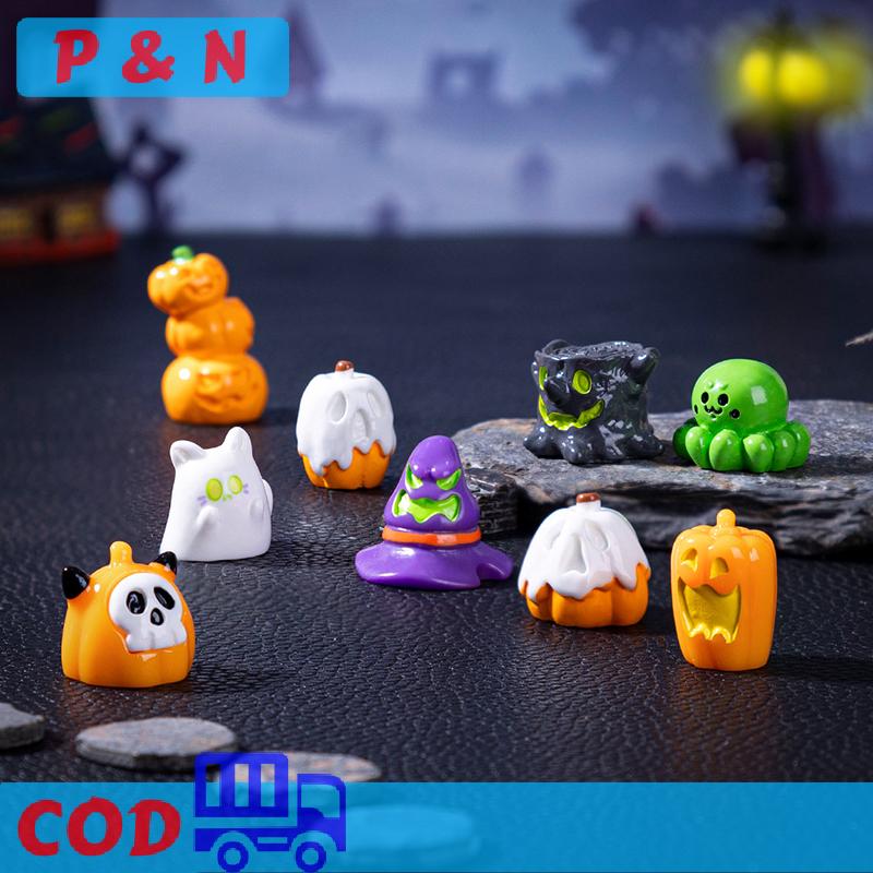 P&N 9 cái Halloween 3D bí ngô ma nội thất cổ tích vườn đồ trang trí sổ lưu niệm thủ công phụ kiện nhà búp bê tự làm trang trí nhà