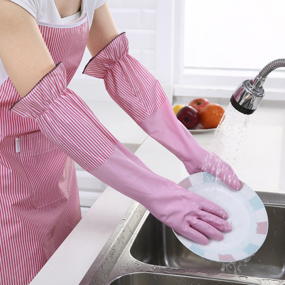 หนาเครื่องมือกันน้ำซักผ้าทำความสะอาดล้างจานห้องครัวแขนยาวถุงมือใส่ทำครัวถุงมือยาง