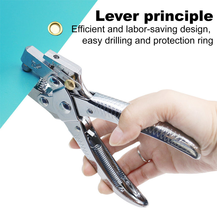 1 Bộ 2-in-1 Kìm bấm lỗ 5mm Một Vòng lỗ ấn bằng tay kìm và nút kim loại cho giấy da nhựa