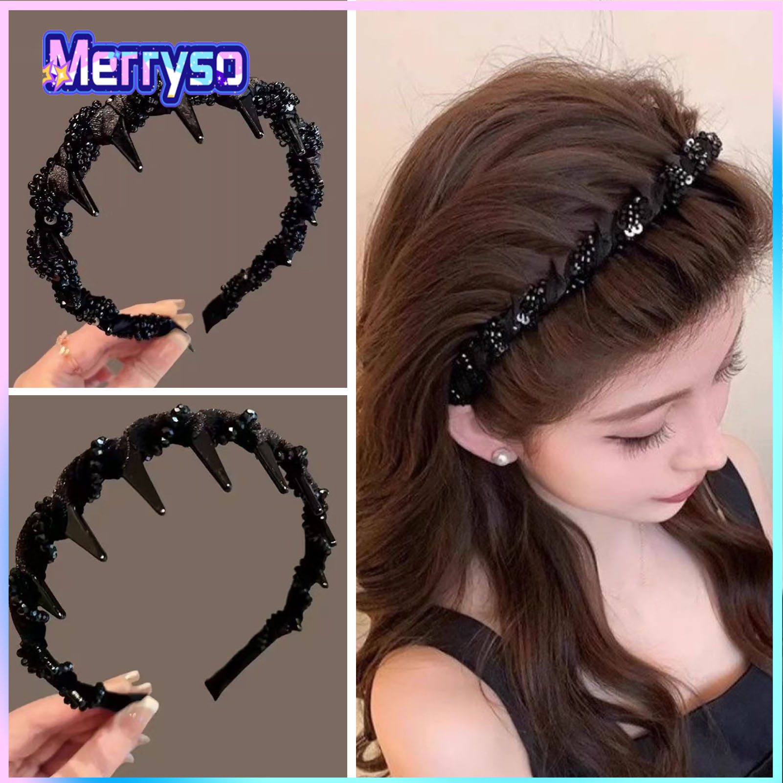 1/2/3Pcs Faux Pearl Headband Single/Triple Layer Women Hair Hoop Weddings Parties Headpiece Bridal Hair Accessory - ยี่ห้อ Merryso ราคา 86 บาท*ส่งฟรี